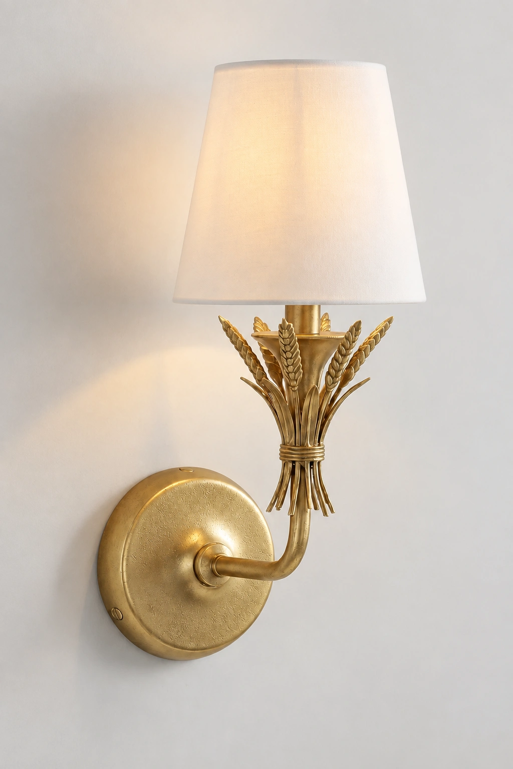 Complete White-shade botanical wall sconce against a neutral background