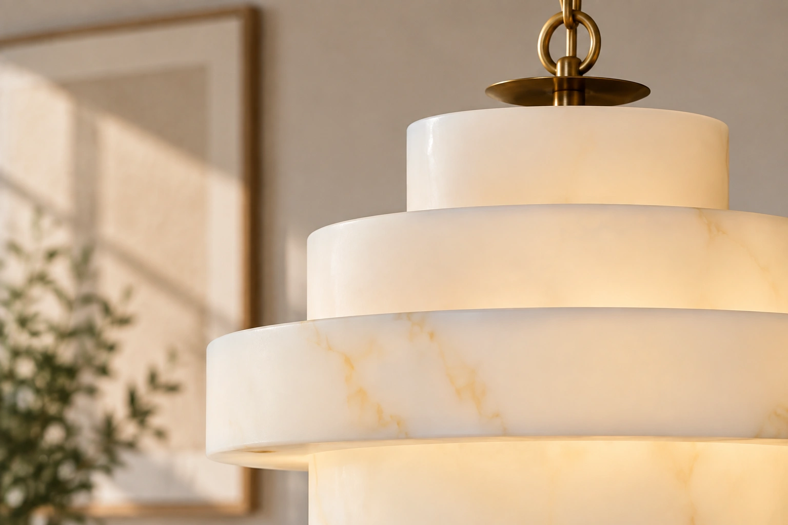 Close view of the upper tiers and softly veined resin surface