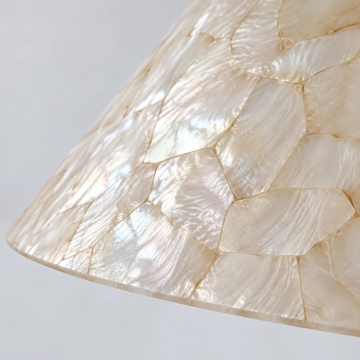 Close view of the hand-pieced mother-of-pearl shade