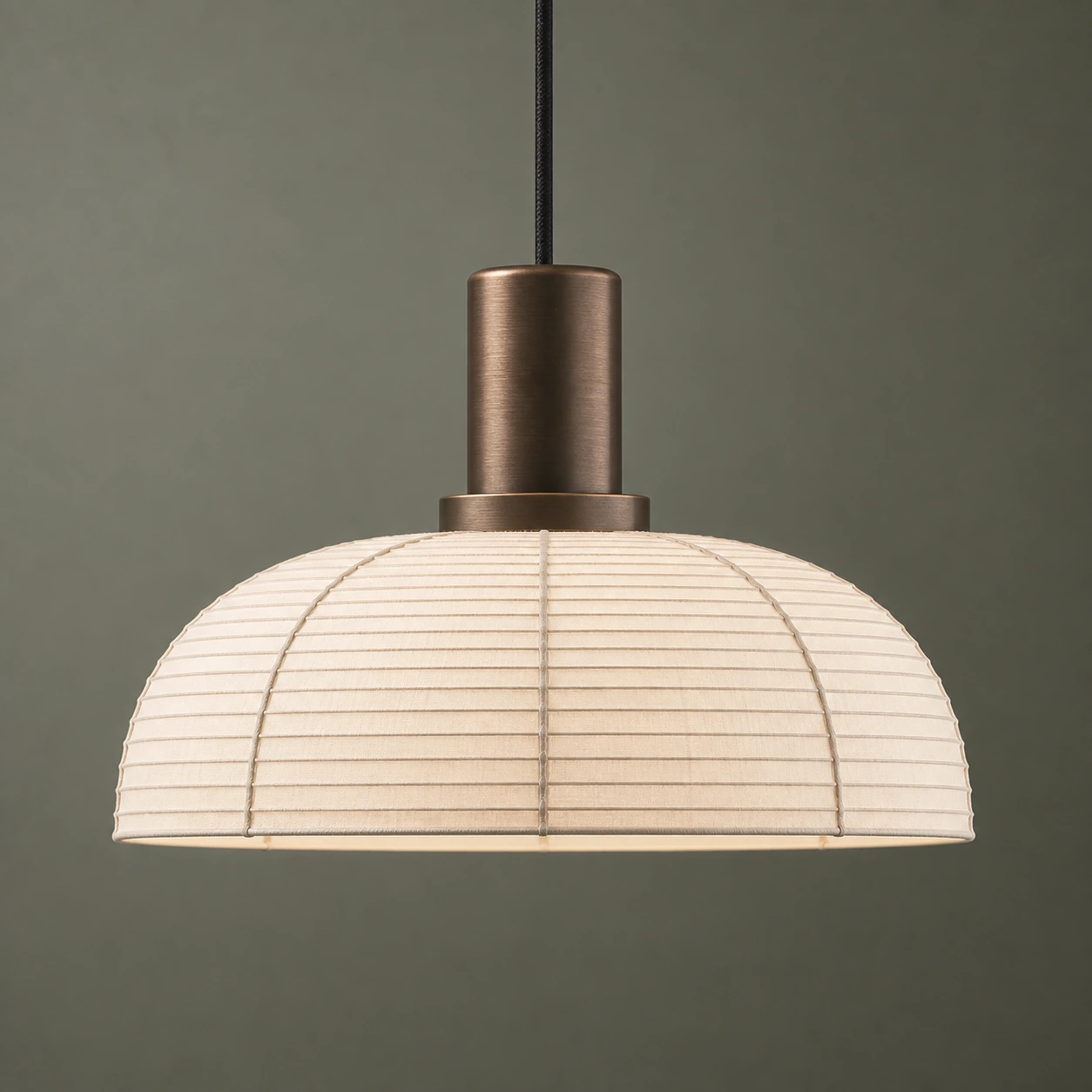Renée Style D pendant with a single shallow ivory dome and tall dark bronze-toned fitting