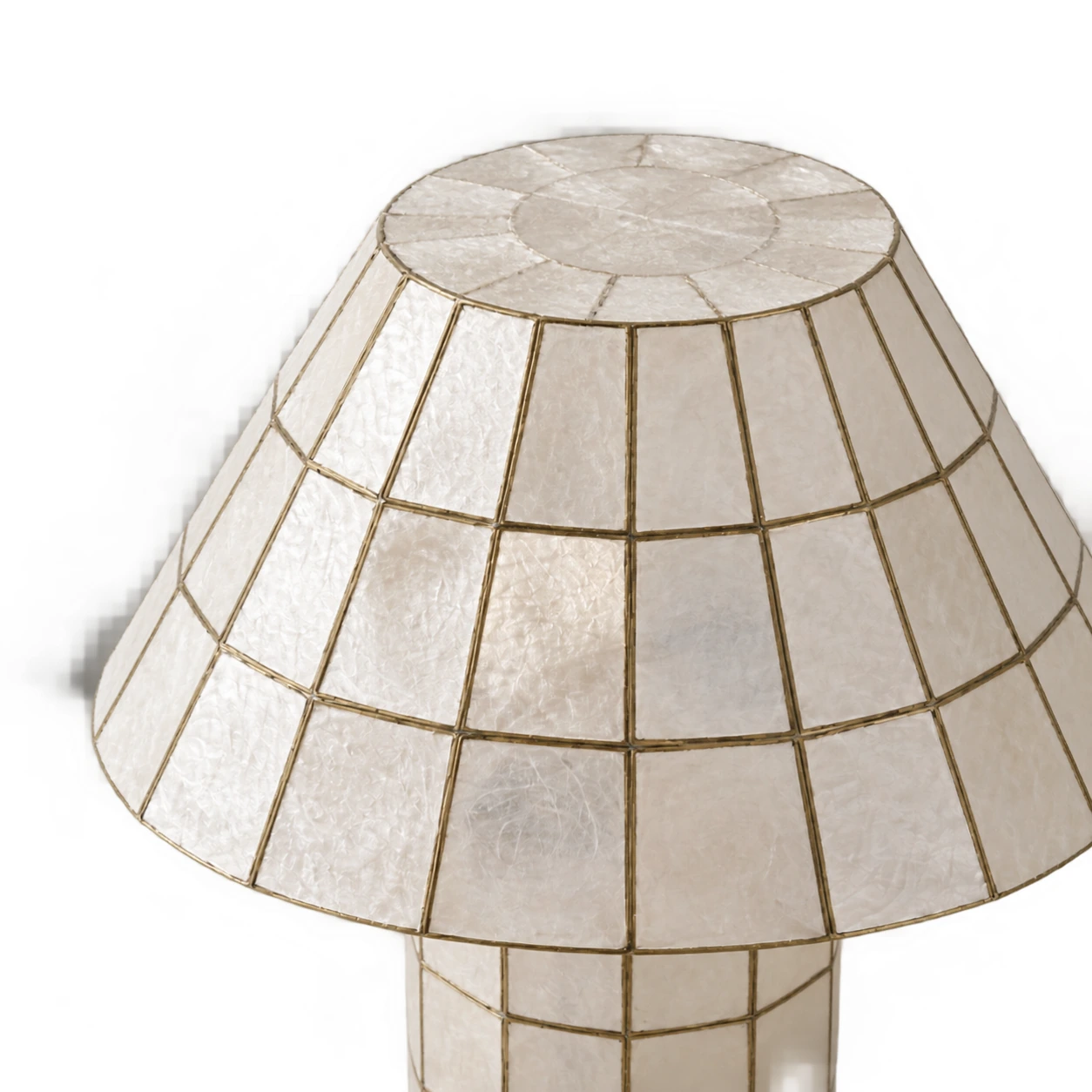 Detail of the closed shell top and its thin metallic rim
