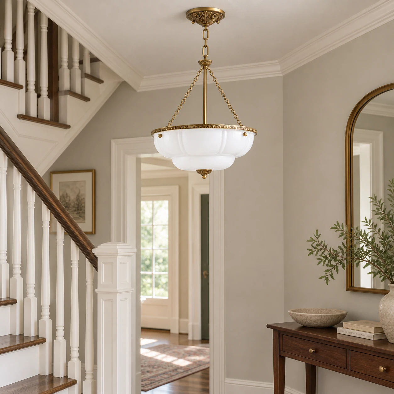 Aurelia Vintage Lobed Bowl Pendant Light — White