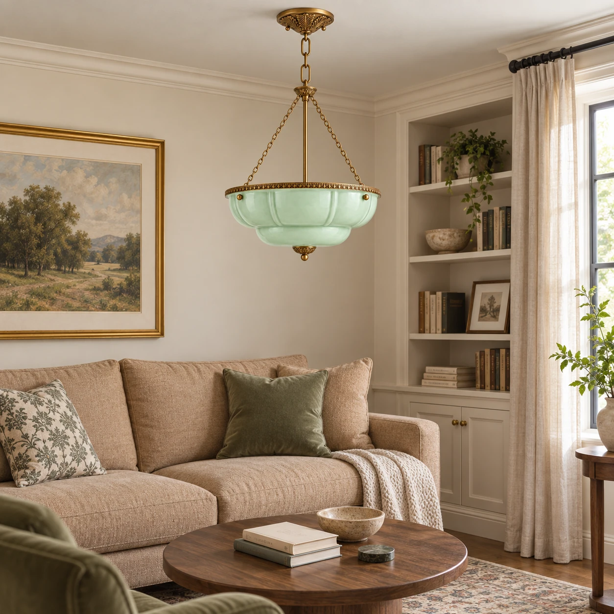 Aurelia Vintage Lobed Bowl Pendant Light — Light Green