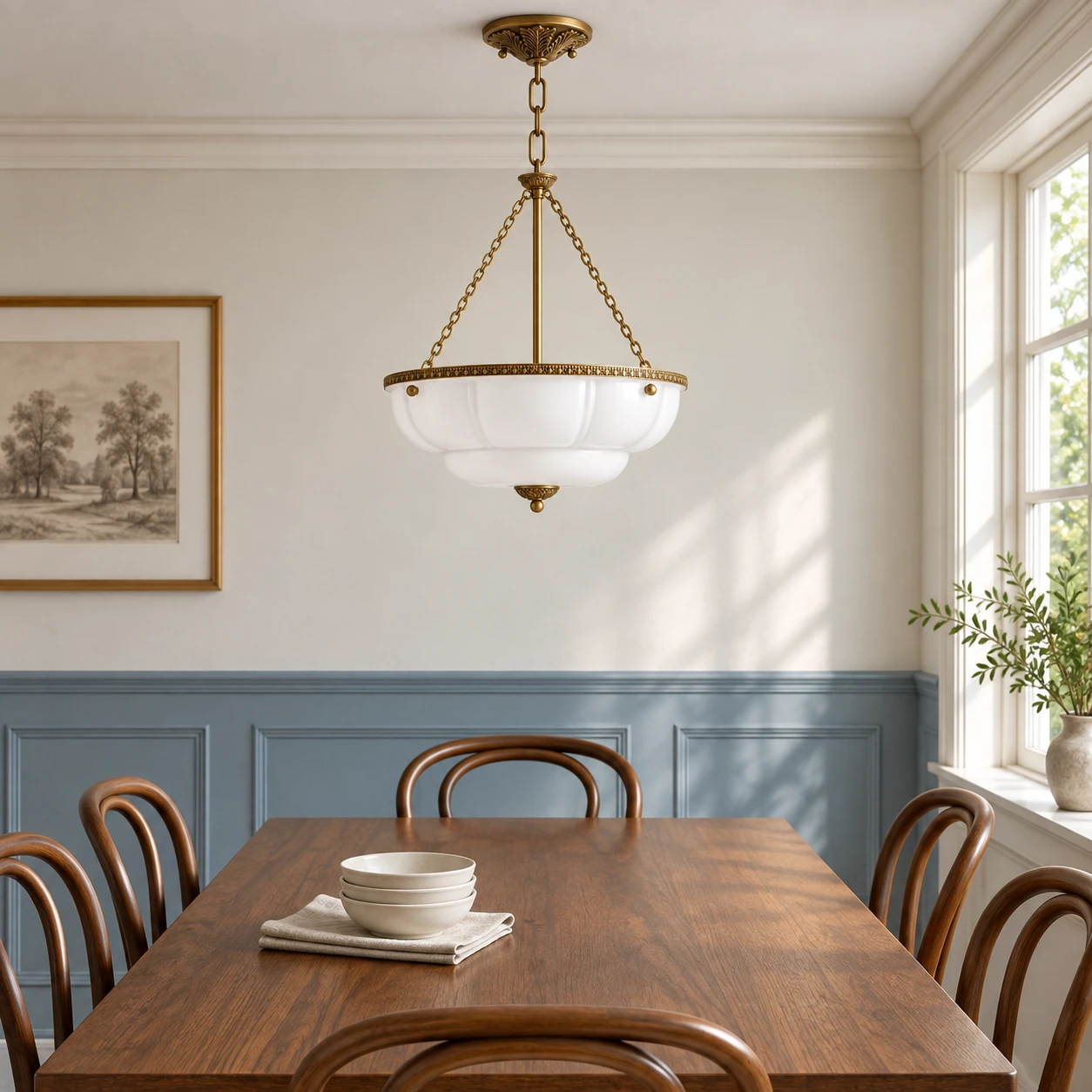 Aurelia Vintage Lobed Bowl Pendant Light — White