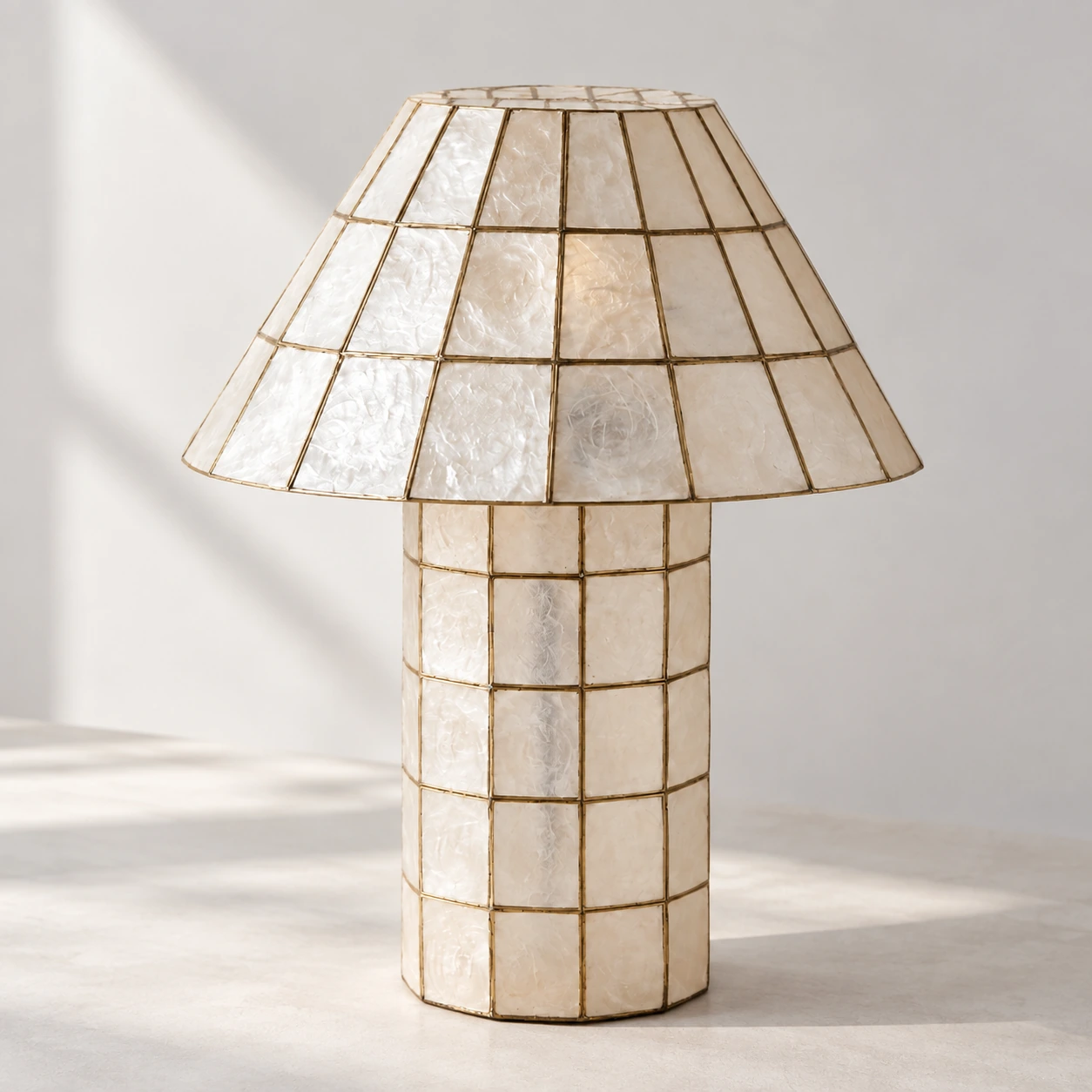 Oblique detail showing shell texture across the curved shade