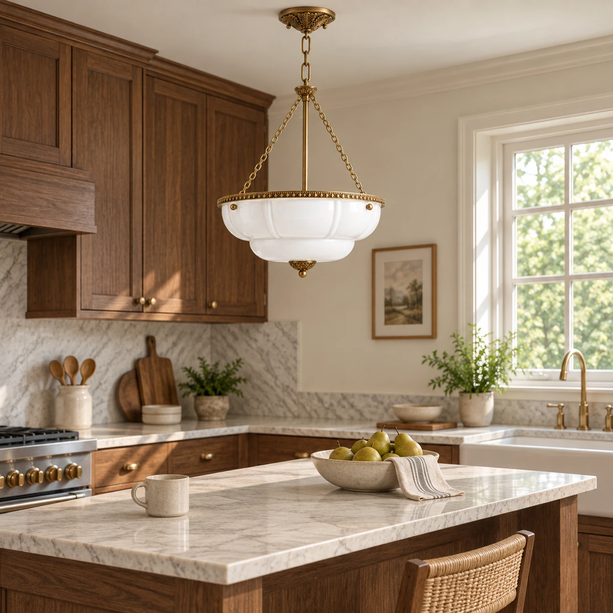 Aurelia Vintage Lobed Bowl Pendant Light — White