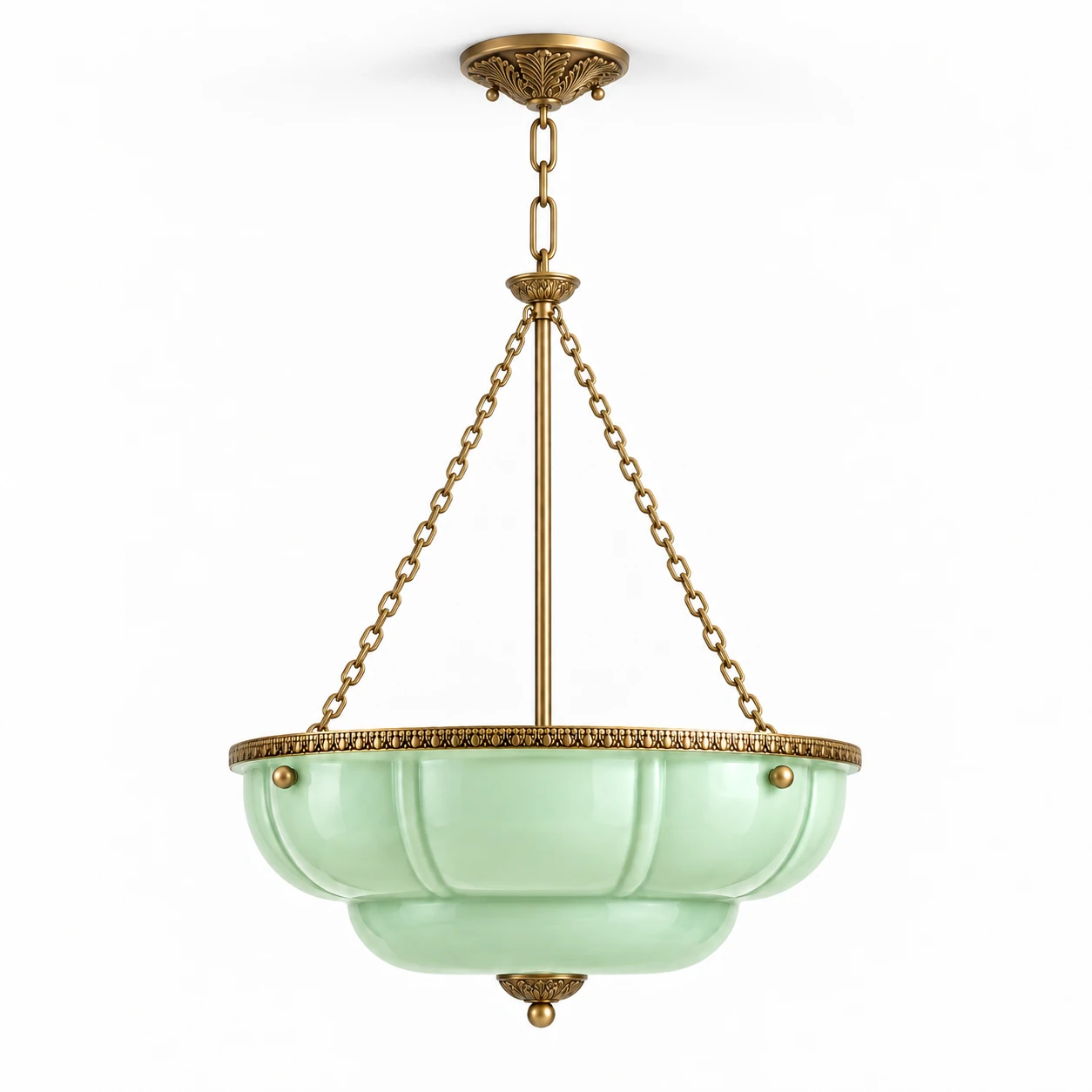 Aurelia Vintage Lobed Bowl Pendant Light — Light Green
