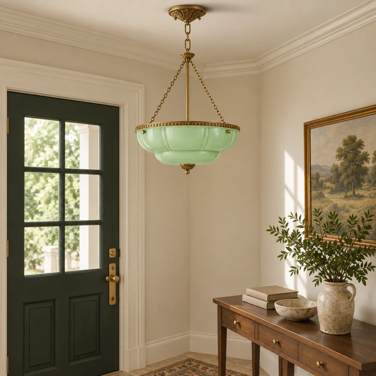 Aurelia Vintage Lobed Bowl Pendant Light — Light Green