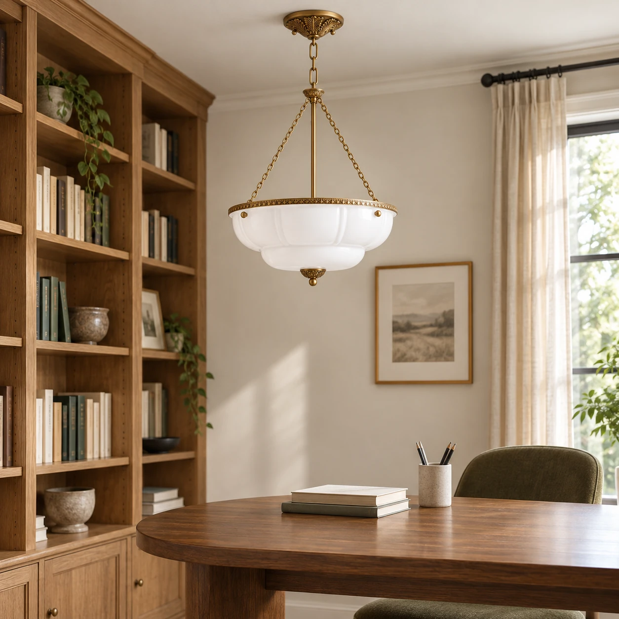 Aurelia Vintage Lobed Bowl Pendant Light — White