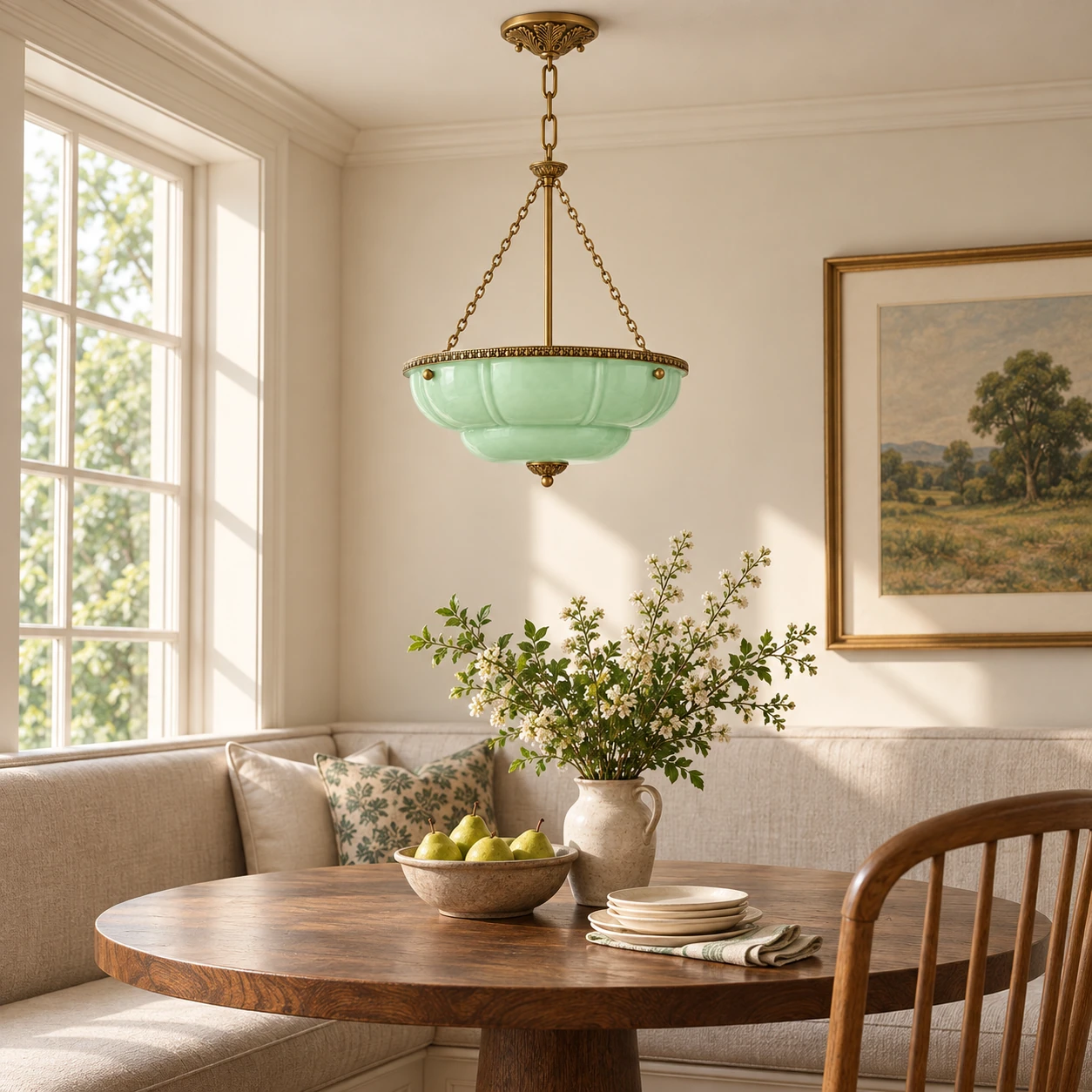 Aurelia Vintage Lobed Bowl Pendant Light — Light Green