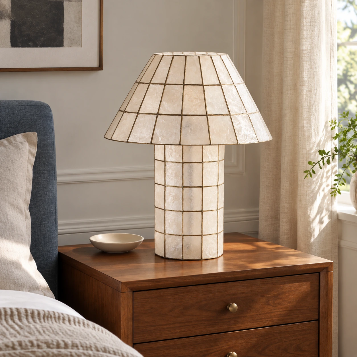 Solenne ivory mosaic shell table lamp