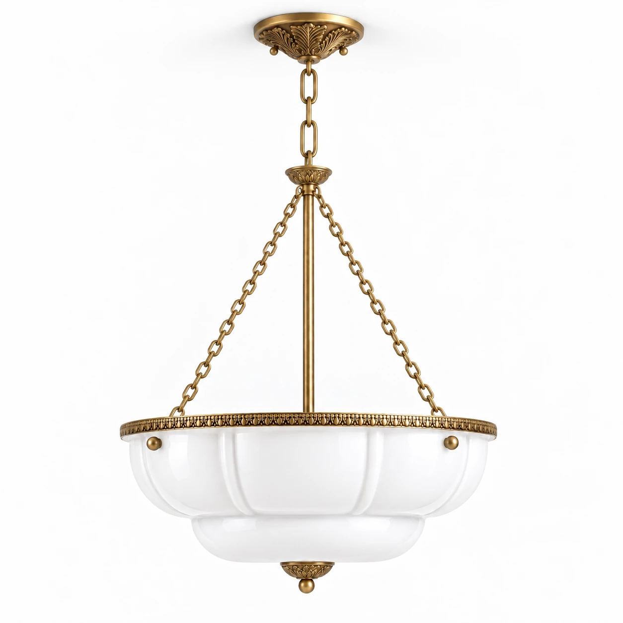 Aurelia Vintage Lobed Bowl Pendant Light — White