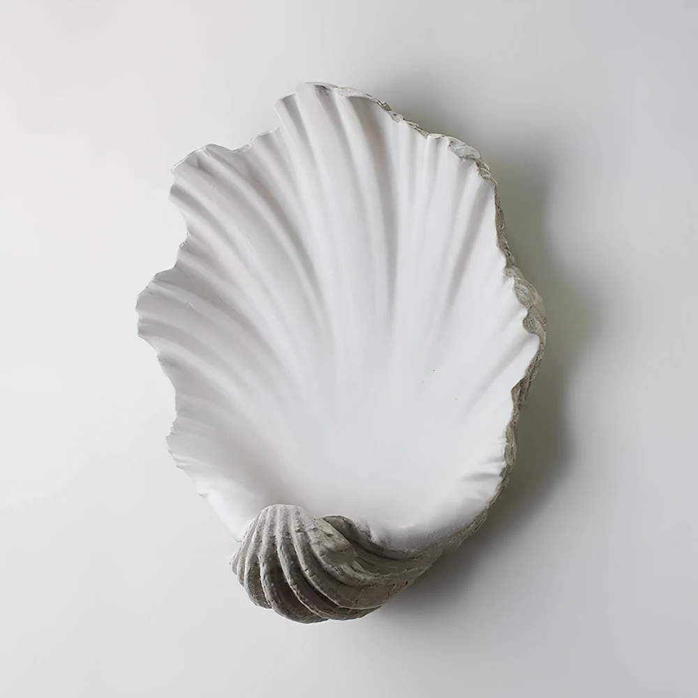Close view of the white fluted resin shell surface and gray lower shell base