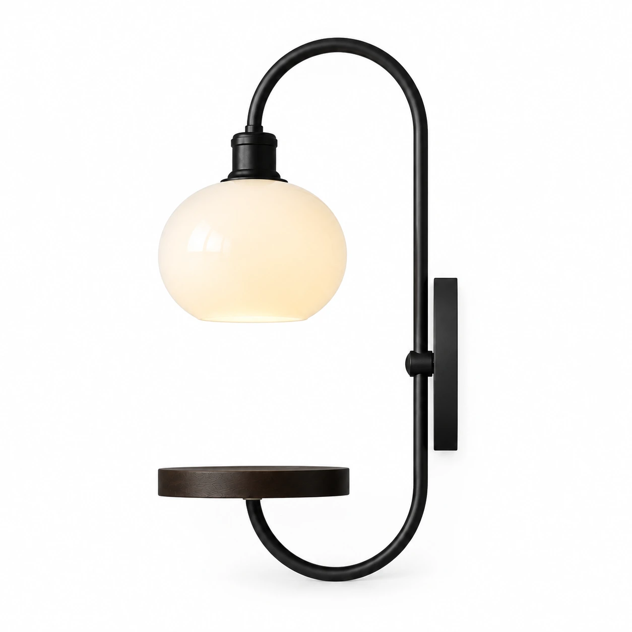 Milky White glass tray wall sconce on white