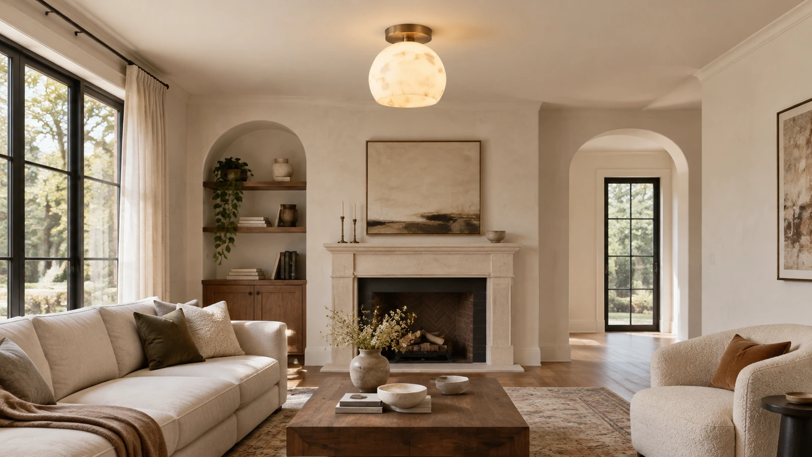 AI-generated 16:9 Katson alabaster ceiling light hero