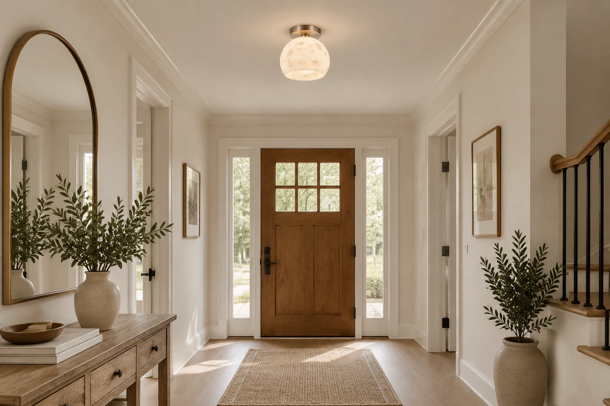 Katson alabaster ceiling light in an entry hall