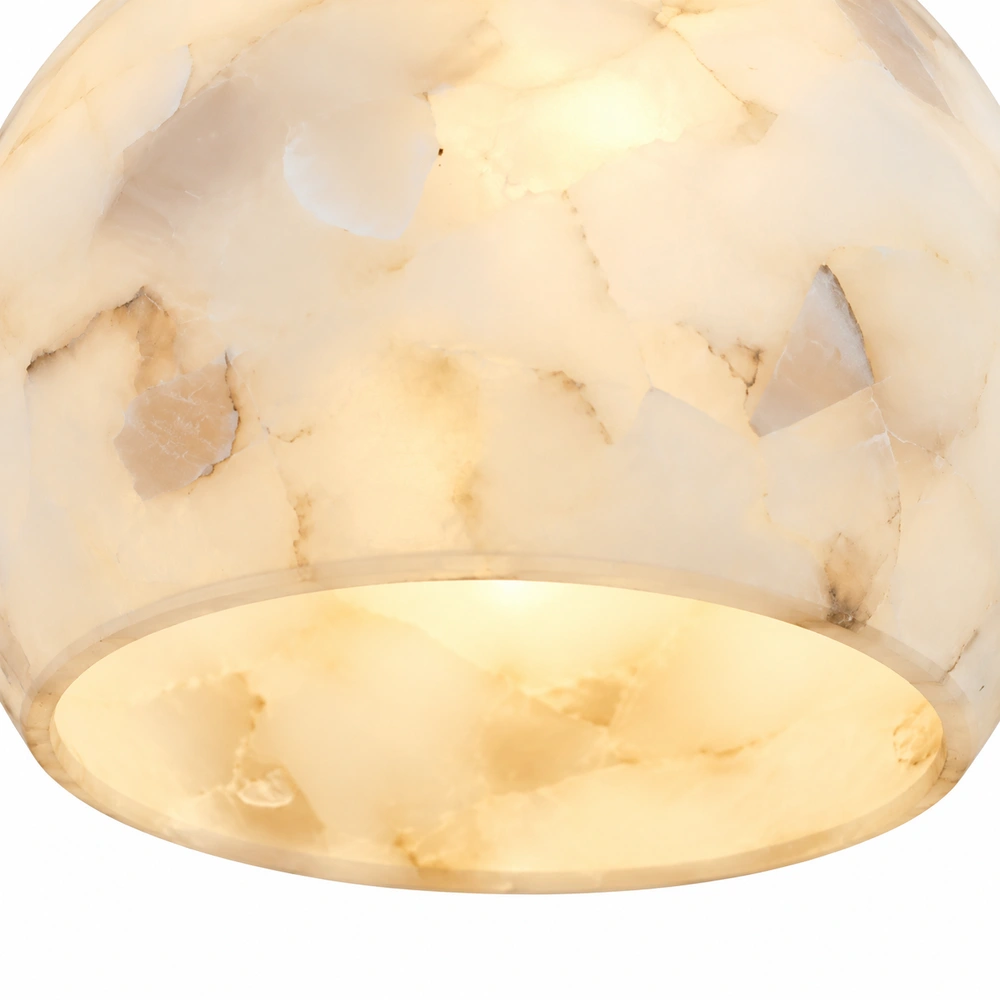 Macro view of illuminated alabaster lower rim