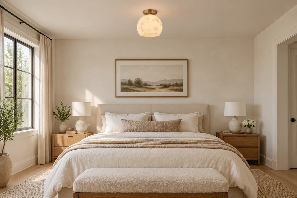 Katson alabaster ceiling light in a bedroom