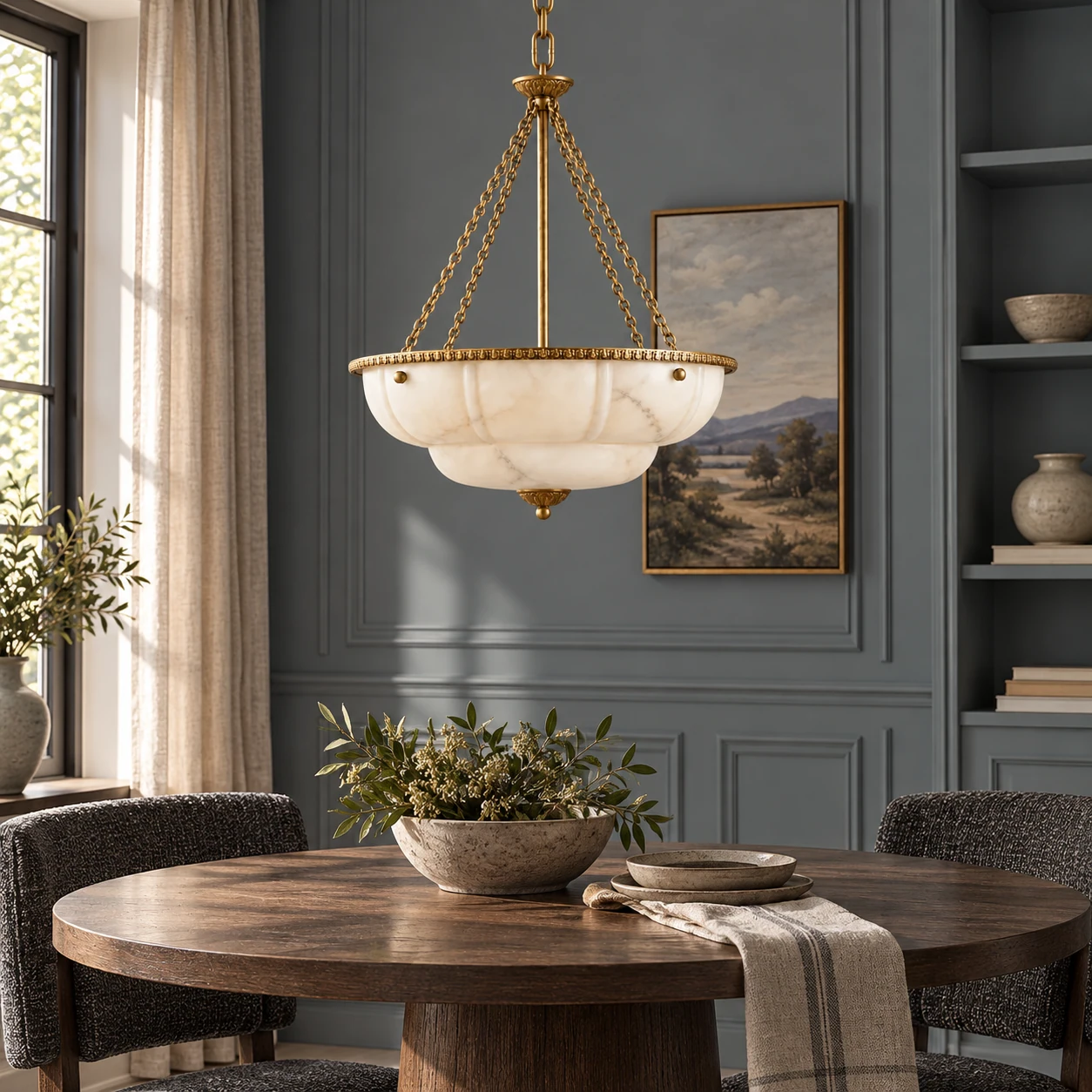 Bowl pendant in a dining room