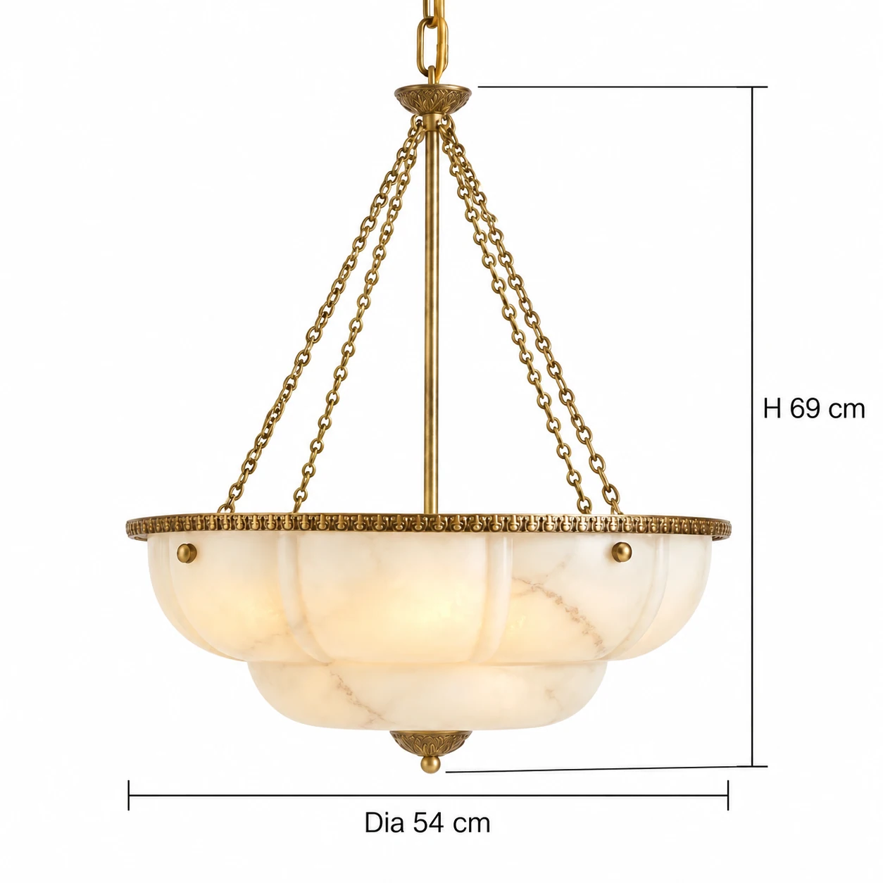 Pendant dimensions, Dia 54 cm and H 69 cm