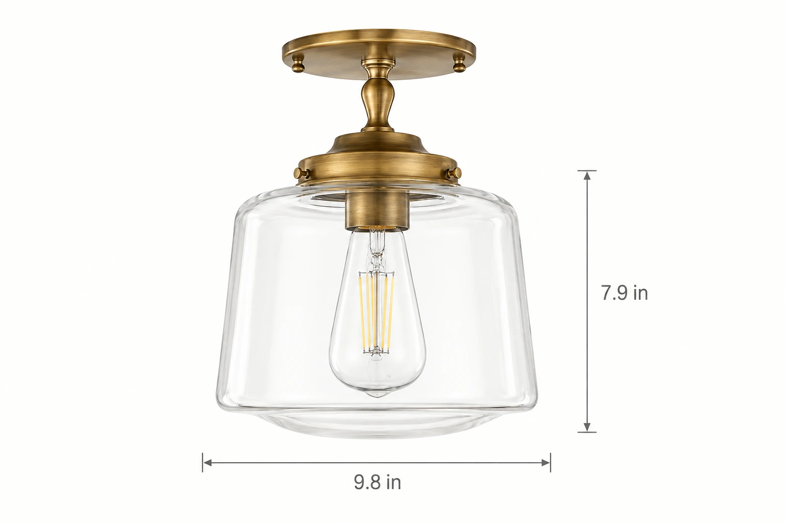 Clear glass schoolhouse ceiling light dimensions