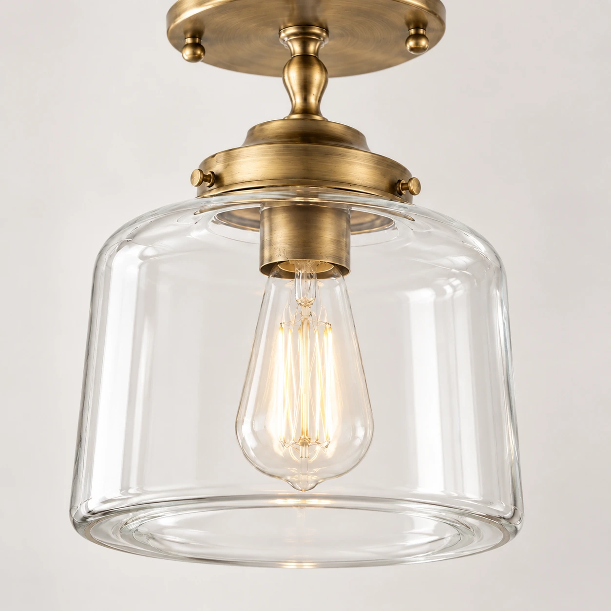 Clear schoolhouse glass globe detail