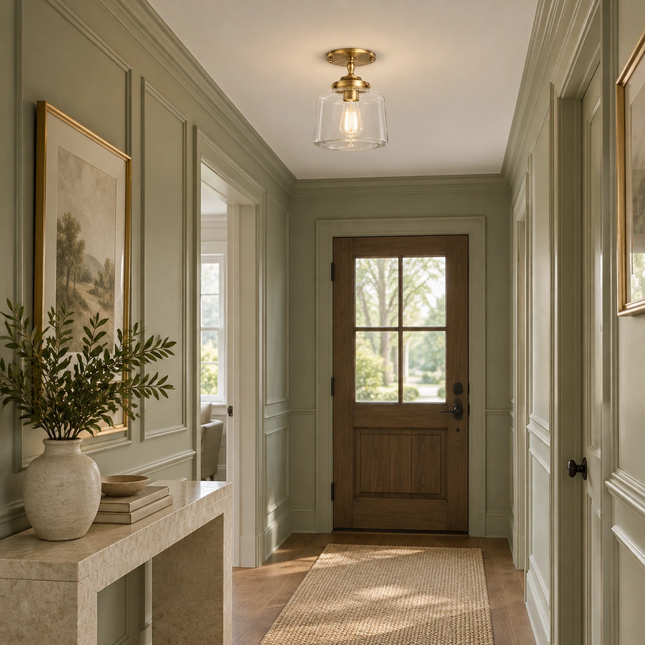 Brass entry hall scene