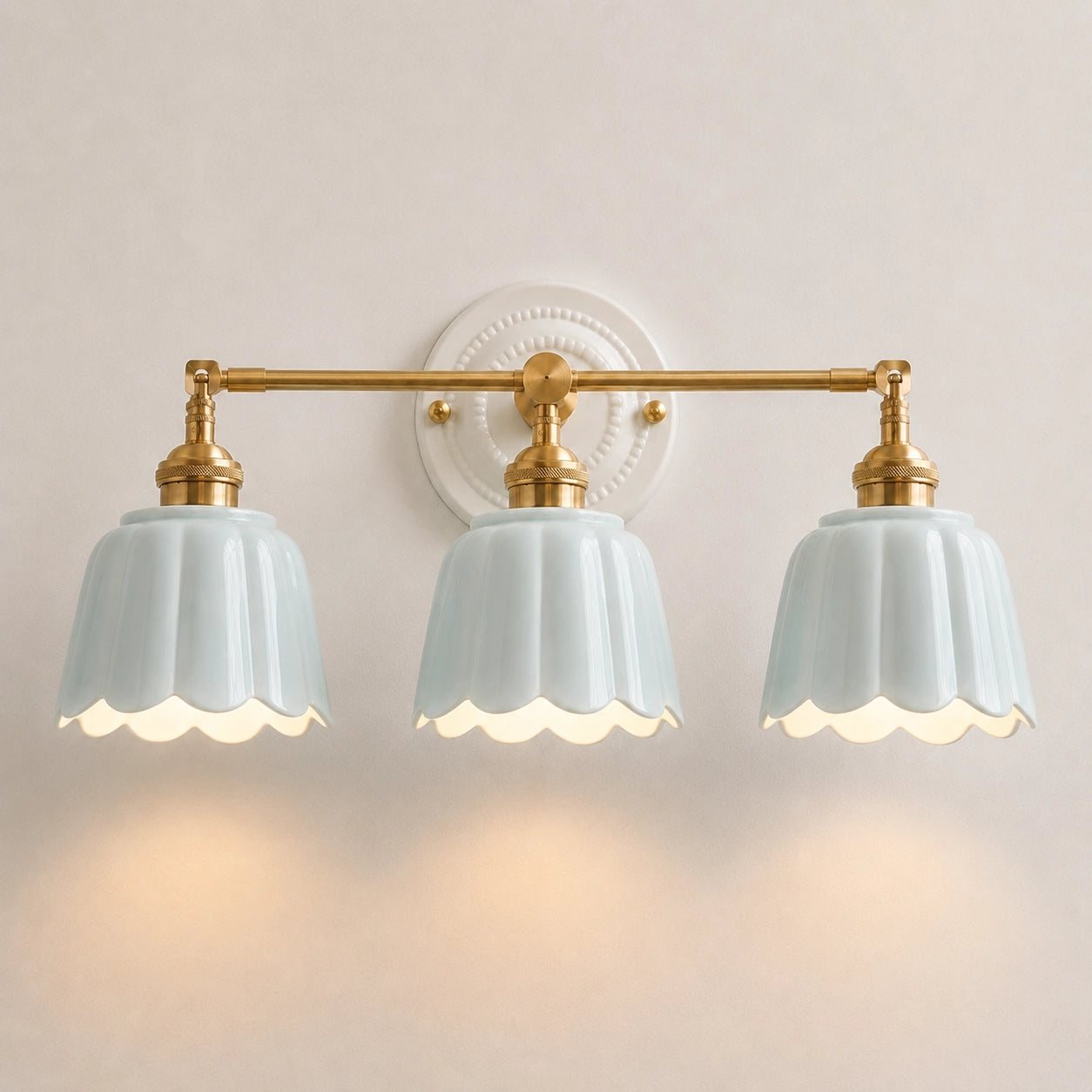 Porcelain petal bathroom vanity light view 11