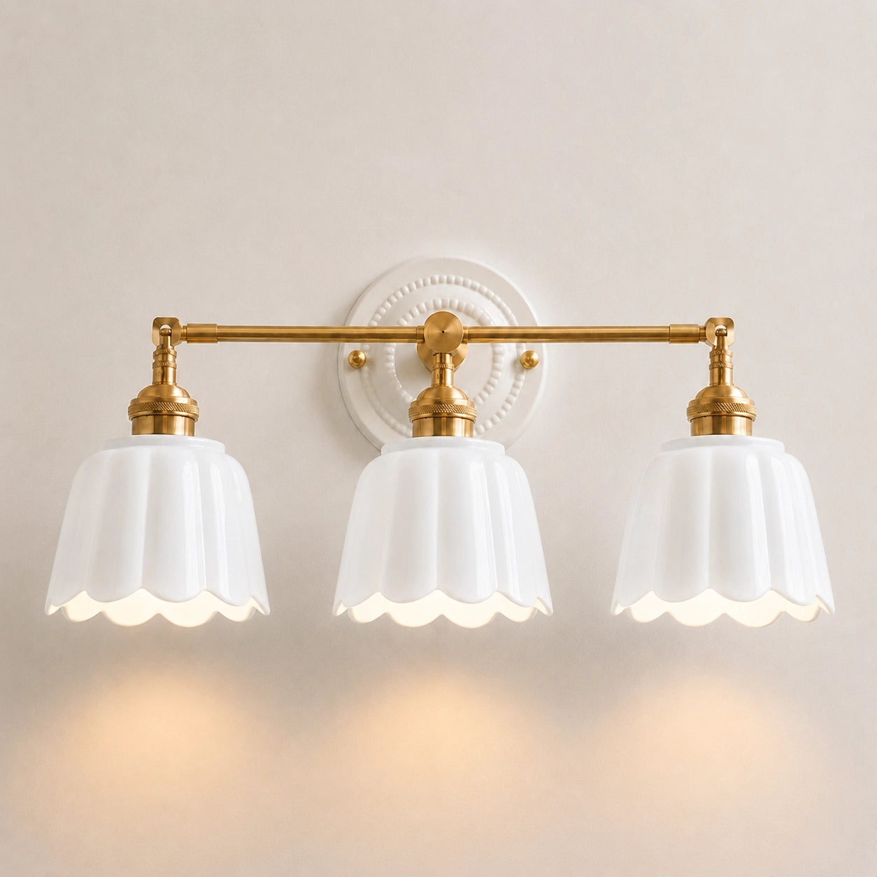 Porcelain petal bathroom vanity light view 9