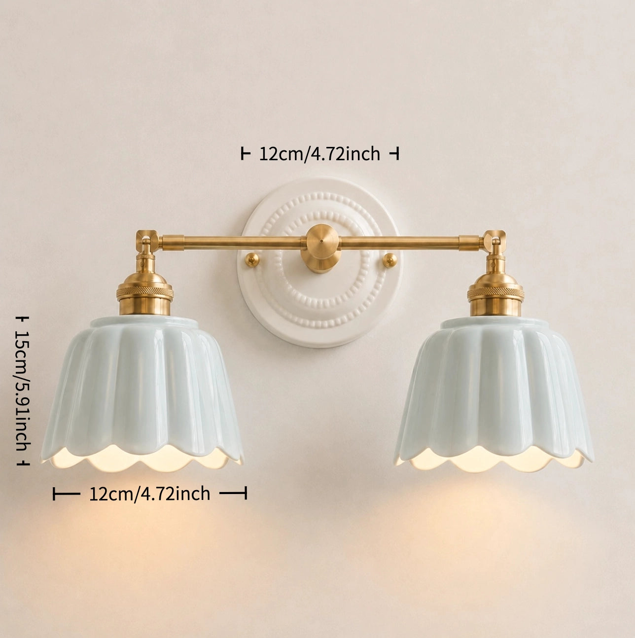 Porcelain petal vanity light size guide