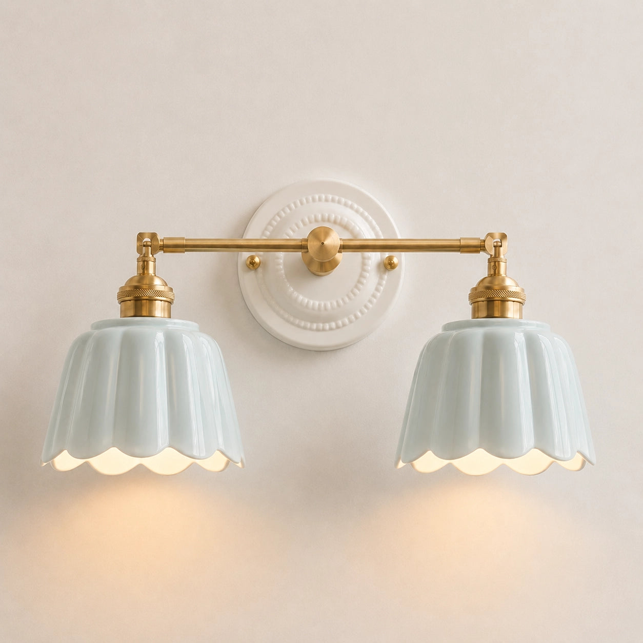 Porcelain petal bathroom vanity light view 10