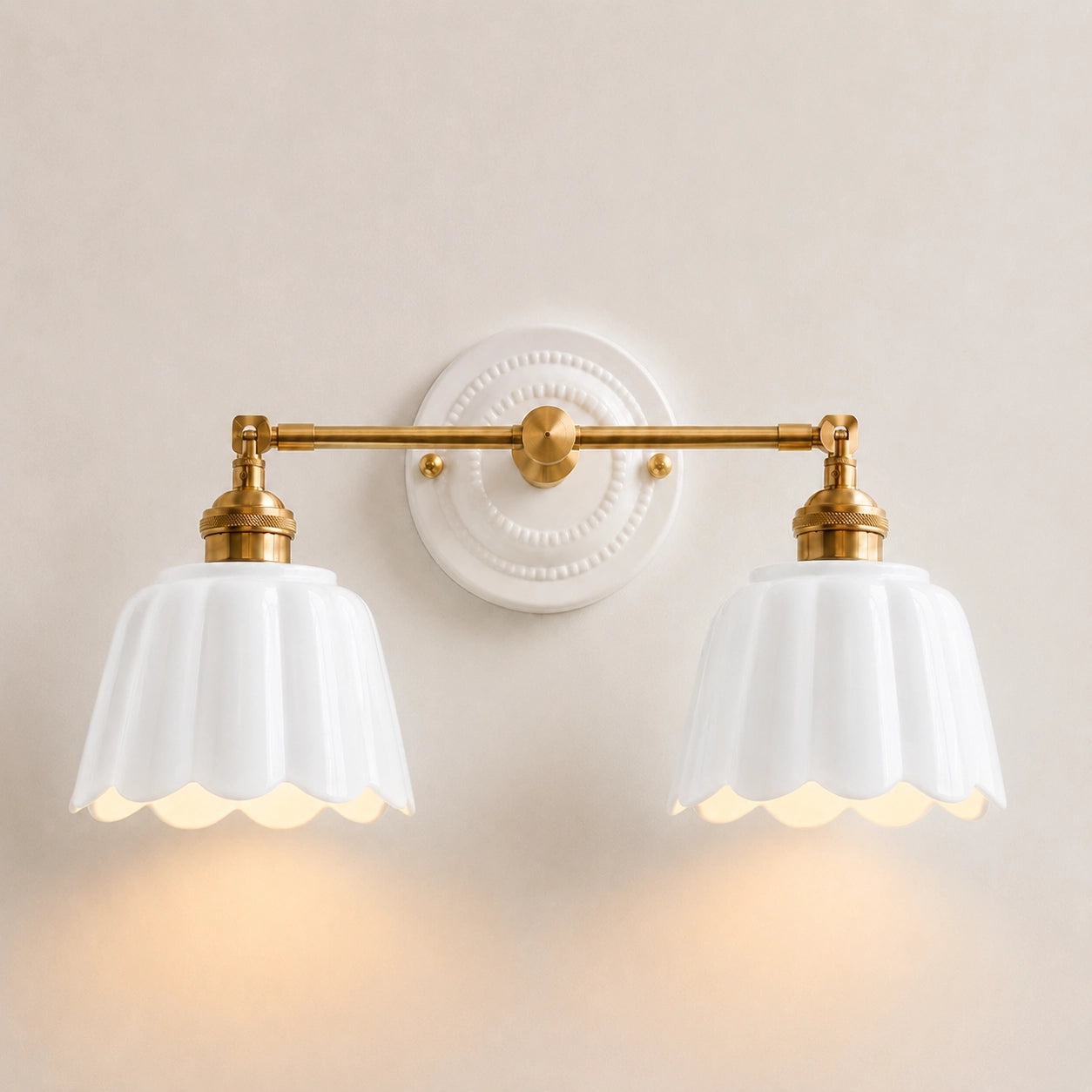 White 2-Light porcelain petal vanity light